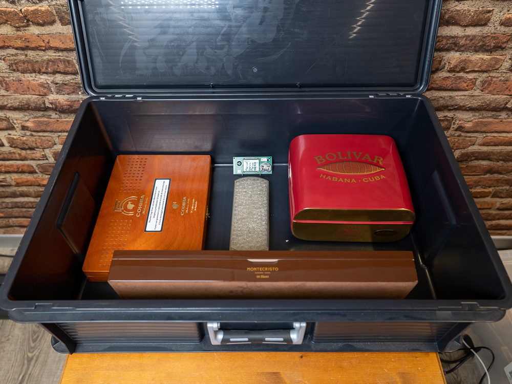 You put in as many boxes as possible. There is still plenty of room here. Maturing Cuban cigars.