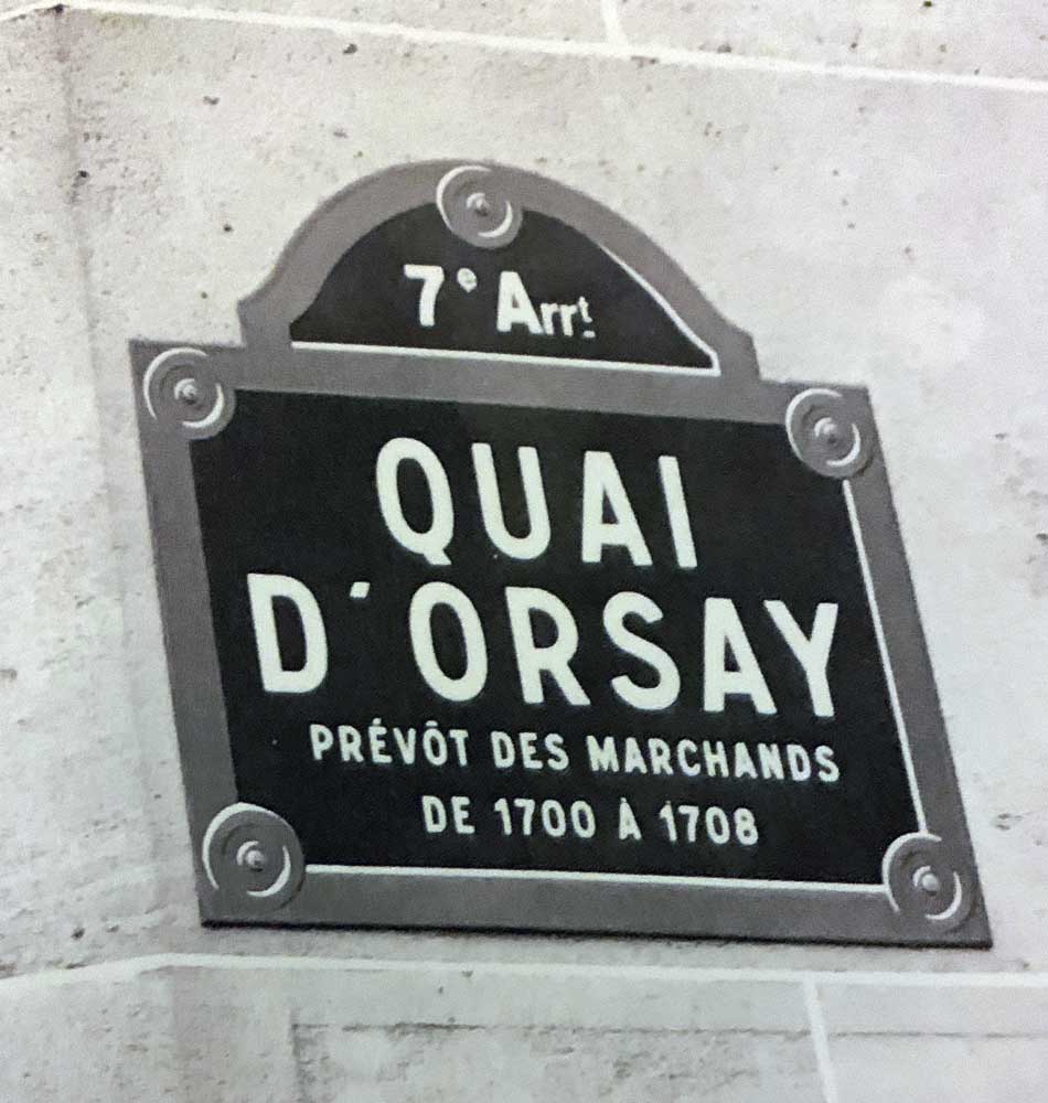 Ein Namensschild der Straße in Paris: Quai-d'Orsay; eine der besten Adressen von Paris, ist auch ein perfekter Name für eine Zigarrenmarke. Quai d’Orsay Geschichte