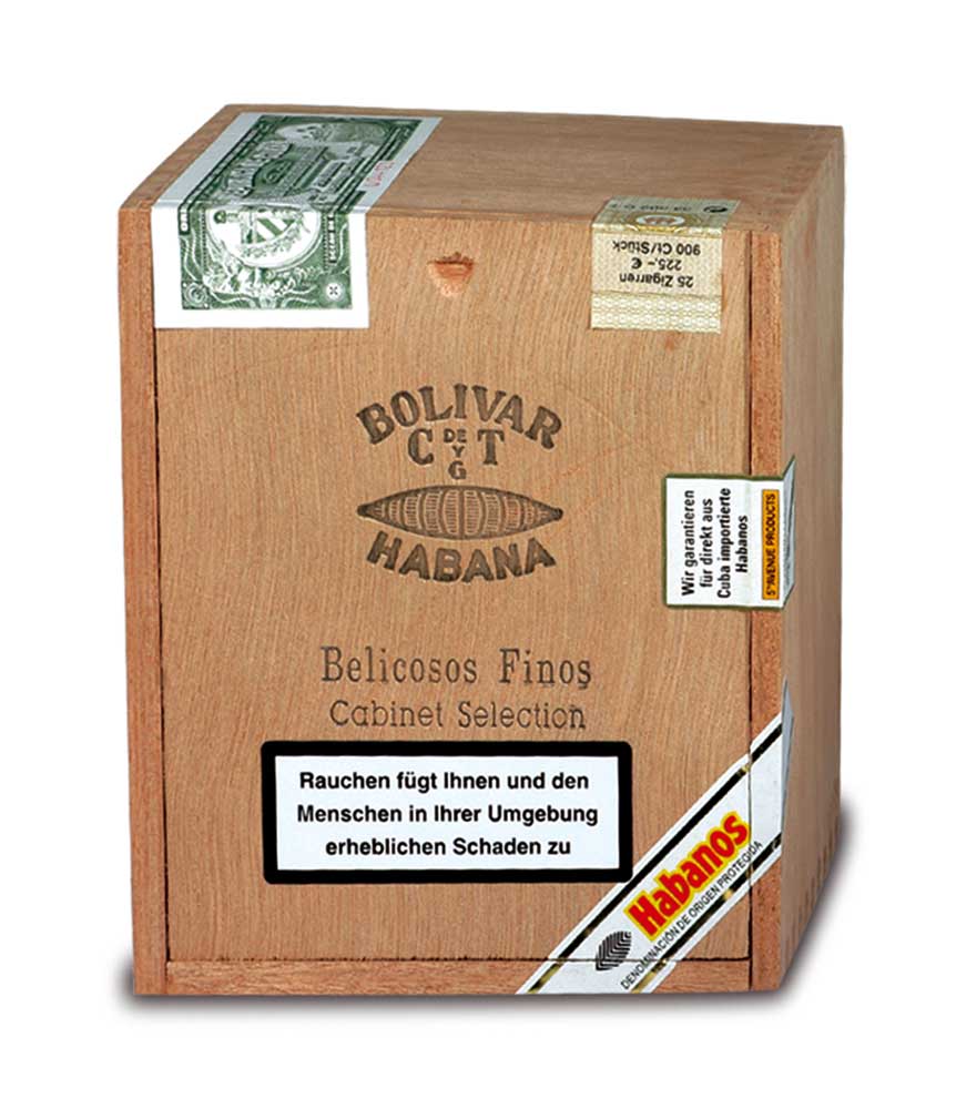 The Bolívar Belicosos Finos, a pyramid with a 52 ring gauge and 140 mm length, is among the absolute classics of the brand.