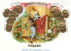 Das historische Logo der Marke Romeo y Julieta. Der Gründer der Marke, Inocencio Alvarez, soll den jungen Mann, genauer gesagt sein Hinterteil, wohl optisch ein wenig anstößig gefunden haben.