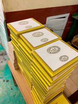 These La Gloria Cubana boxes are waiting to be filled with cigars at the Partagás factory.